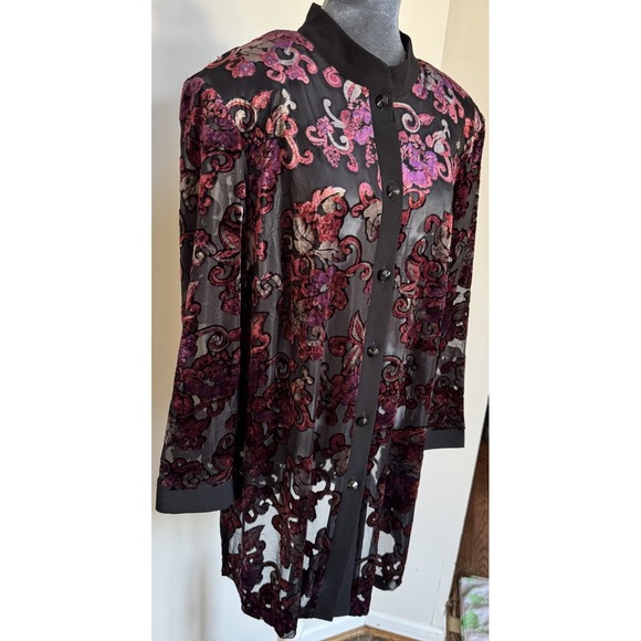 Vtg Y2K Dressbarn Top Tunic 18W Burnout Velvet Fairy Whimsigoth Boho Festival - Picture 10 of 16